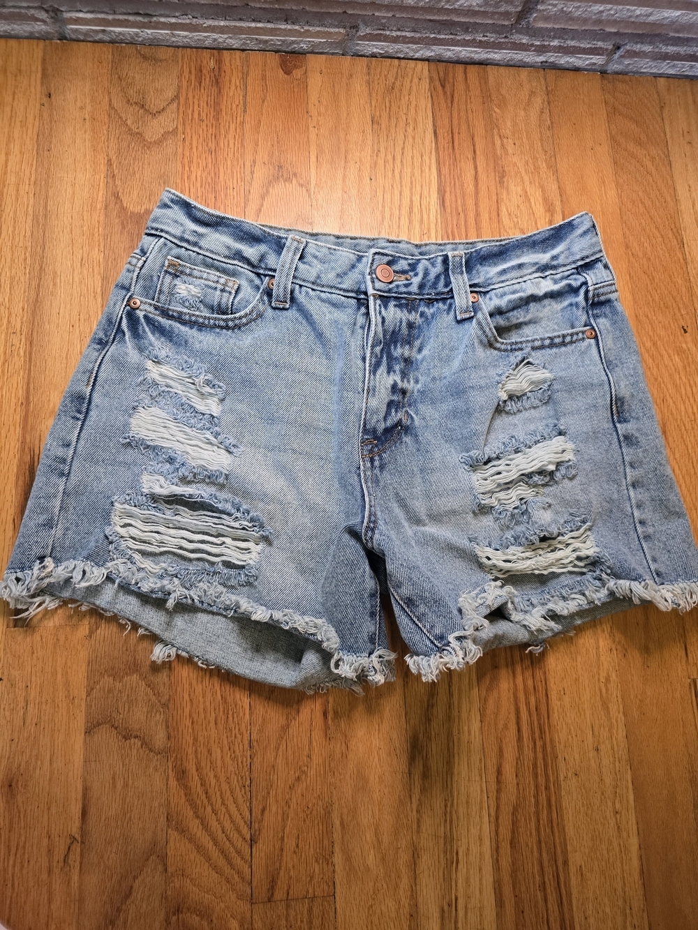 Celebrity Pink Distressed Denim Shorts Women's Size 5/27 Light Wash Frayed Hem